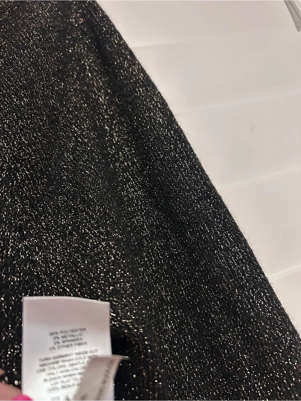 Express Cropped Crewneck Metallic Sweater Black Gold Size Small